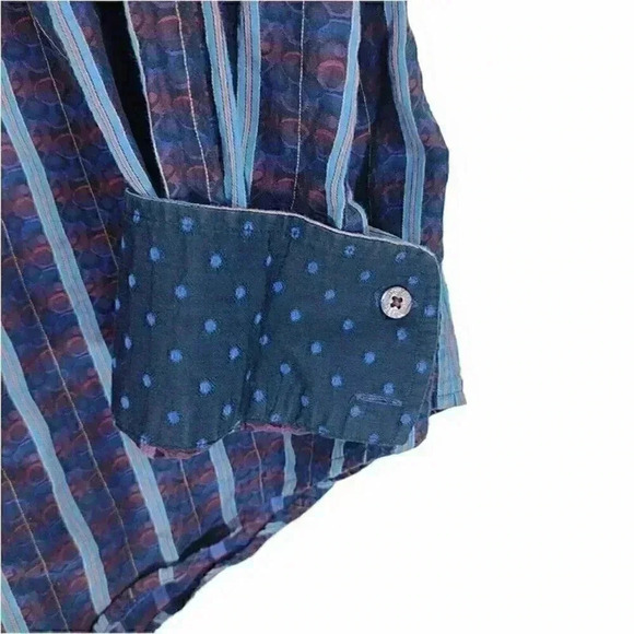 Robert Graham Button Shirt Men's Large Long Sleeve Cotton Embroidery Striped - Picture 4 of 4